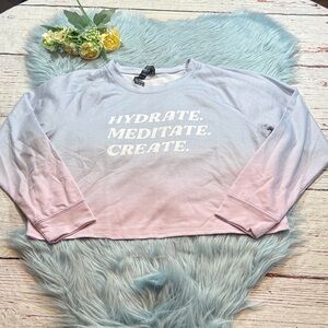 Wildfox Sweat Hydrate Meditate Create Ombre Crop Lightweight Sweatshirt sz S